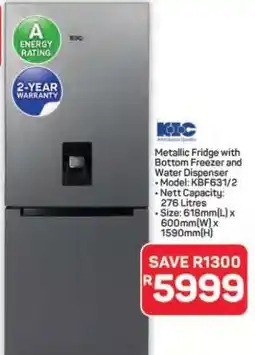 Pick n Pay Hypermarket Metallic Fridge with Bottom Freezer and Water Dispenser offer