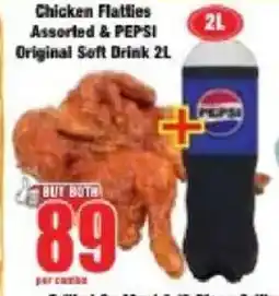 Boxer Chicken Flatties Assorted & PEPSI Original Soft Drink 2L offer