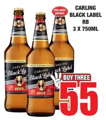Boxer CARLING Black Label RB 3 x 750ml offer
