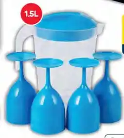 Pick n Pay Otima Fiesta Combo Plastic Jug Plus 4 Wine Cups Assorted Colours offer