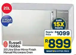 Pick n Pay Russell Hobbs Silver Mirror Finish Manual Microwave Oven offer