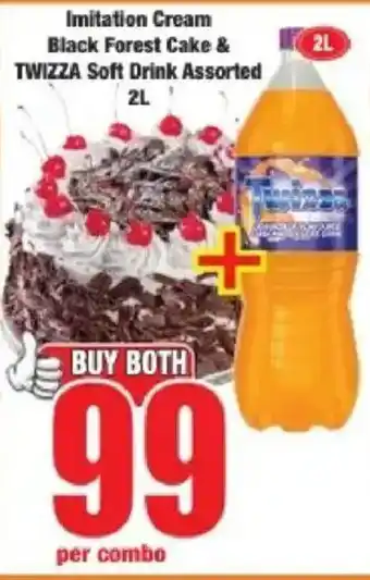 Boxer Imitation Cream Black Forest Cake & Twizza Soft Drink Assorted offer