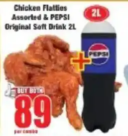 Boxer Chicken Flatties Assorted & Pepsi Original Soft Drink offer