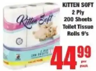 Boxer Kitten Soft 2 Ply 200 Sheets Toilet Tissue Rolls offer