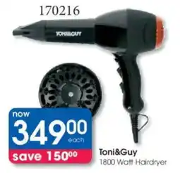 Clicks Toni&Guy 1800 Watt Hairdryer offer