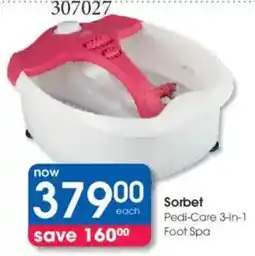 Clicks Sorbet Pedi-Care 3-in-1 Foot Spa offer