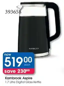 Clicks Kambrook Aspire Digital Glass Kettle offer