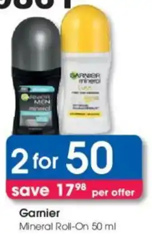 Clicks Garnier Mineral Roll-On offer