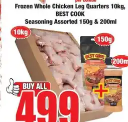 Boxer Frozen Whole Chicken Leg Quarters 10kg, BEST COOK Seasoning Assorted 150g & 200ml offer