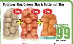 Boxer Potatoes 3kg, Onions 3kg & Butternut 3kg offer