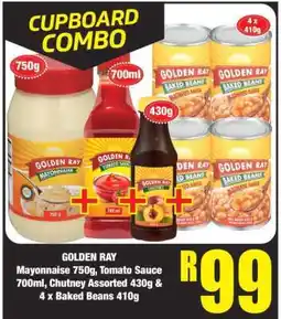 Boxer GOLDEN RAY Mayonnaise 750g, Tomato Sauce 700ml, Chutney Assorted 430g & 4 x Baked Beans 410g offer