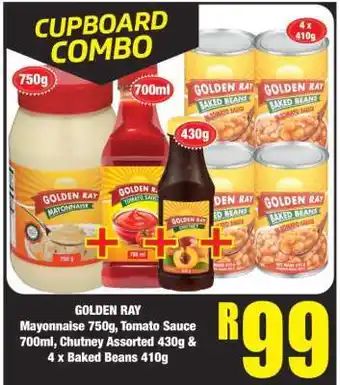 Boxer GOLDEN RAY Mayonnaise 750g, Tomato Sauce 700ml, Chutney Assorted 430g & 4 x Baked Beans 410g offer