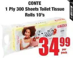 Boxer CONTE 1 Ply 300 Sheets Toilet Tissue Rolls 10’s offer