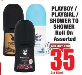 Boxer PLAYBOY / PLAYGIRL / SHOWER TO SHOWER Roll On Assorted offer