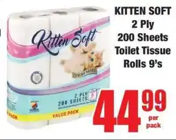 Boxer KITTEN SOFT 2 Ply 200 Sheets Toilet Tissue Rolls 9's offer