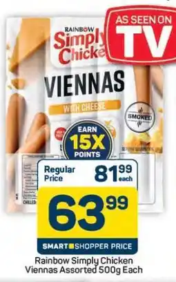 Pick n Pay Hypermarket Rainbow Simply Chicken Viennas Assorted 500g Each offer