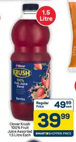 Pick n Pay Hypermarket Clover Krush 100% Fruit Juice Assorted offer