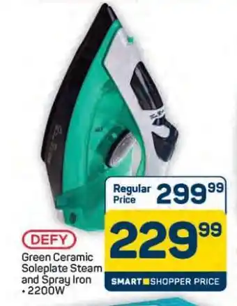Pick n Pay Hypermarket DEFY Green Ceramic Soleplate Steam and Spray Iron offer
