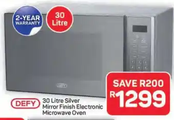 Pick n Pay Hypermarket DEFY 30 Litre Silver Mirror Finish Electronic Microwave Oven offer