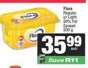 Spar Flora Regular Or Light 50% Fat Spread-500g offer