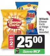 Spar Willards Cheese Curls or Flings Assorted-For Any 2 x 90g offer