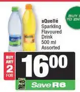 Spar Aquelle Sparkling Flavoured Drink Assorted-For Any 2 x 500ml offer