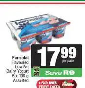 Spar Parmalat Flavoured Low Fat Dairy Yoghurt Assorted 6 x 100g-Per Pack offer