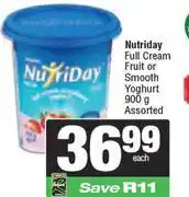 Spar Nutriday Full Cream Fruit Or Smooth Yoghurt Assorted-900g Each offer