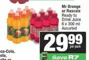 Spar Mr Orange Or Rascals Ready To Drink Juice Assorted 6 x 300ml-Per Pack offer