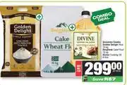 Spar Golden Delight Rice 10kg, Bergfresh Cake Flour 10kg & Divine Cooking Oil 4Ltr-For All offer