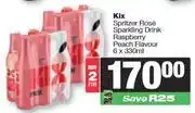 Spar Kix Spritzer Rose Sparkling Drink Raspberry Peach Flavour-For 2 x 6 x 330ml offer
