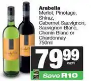 Spar Arabella Merlot, Pinotage, Shiraz, Cabernet Sauvignon, Sauvignon/Chenin Blanc Or Chardonnay-750ml EA offer