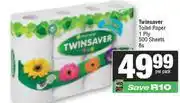 Spar Twinsaver Toilet Paper 1 Ply 500 Sheets-8 Per Pack offer