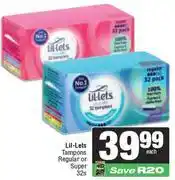 Spar Lil-Lets Tampons Regular Or Super-32s Pack Each offer