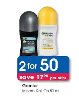 Clicks Garnier Mineral Roll-On 50 ml offer