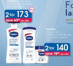 Clicks Vaseline Clinical Care Extremely Dry Skin Rescue Body Lotion 625 ml offer