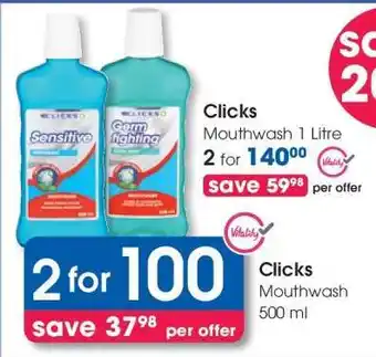 Clicks Clicks Mouthwash 1 Litre offer