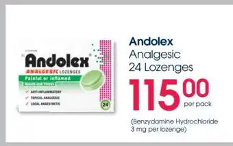Clicks Andolex Analgesic 24 Lozenges offer