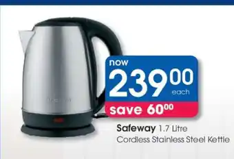Clicks Safeway 1.7 Litre Cordless Stainless Steel Kettle offer