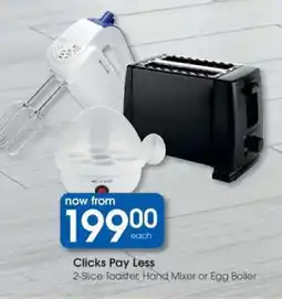 Clicks 2-Slice Toaster, Hand Mixer or Egg Boiler offer
