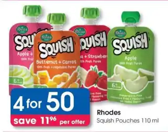 Clicks Rhodes Squish Pouches 110 ml offer
