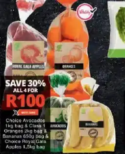 Checkers Choice Avocado 1 kg bag, Oranges 2 Apples 1,5kg bag offer