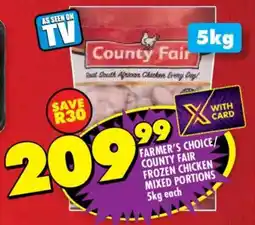 Shoprite Farmer's choice/ county fair frozen chicken mixed portions offer