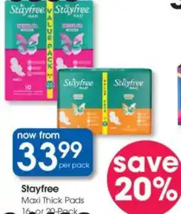 Clicks Stayfree Maxi Thick Pads offer
