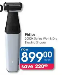 Clicks Philips 3000X Series Wet & Dry Electric Shaver offer