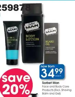 Clicks Sorbet Man Face and Body Care Products offer