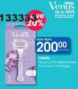 Clicks Gillette Venus Comfortglide Breeze Razor plus 2 Cartridges offer