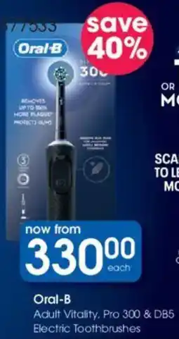 Clicks Oral-B Adult Vitality, Pro 300 & DB5 Electric Toothbrushes offer