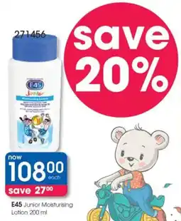 Clicks E45 Junior Moisturising Lotion offer