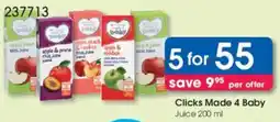 Clicks Clicks Made 4 Baby Juice offer